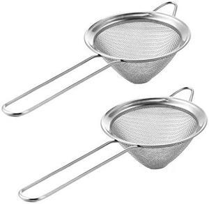 2 Pcs Fine Mesh Sieve Strainer Stainless Steel Double Cocktail Strainer Coffee Strainers Tea Strainer with Long Handle Double Straining Utensil 3.3 inch by