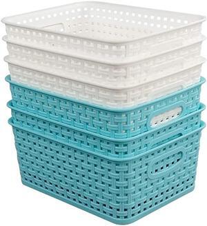 Plastic Storage Baskets/Storage Bins, Pack for 6