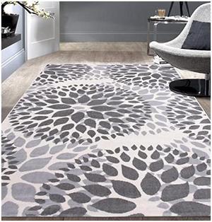 Floral Circles Design Area Rugs 6' 6" x 9' Gray