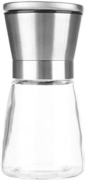 Stainless Steel Manual Grips Glass Salt Pepper Grinder Seasoning Bottle (5.1", Silver)