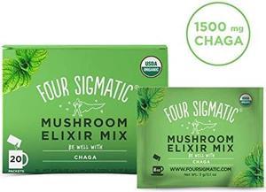 SIGMATIC Chaga Mushroom Elixir, Organic Chaga Mushroom Powder with Rose Hips & Mint, Immune Support & Overall Wellness, 20 counts of 0.1oz (3 G)