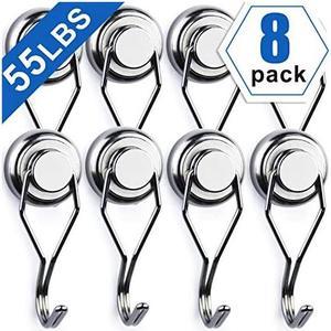60LBS Swivel Swing Magnetic Hooks, Neodymium Magnet Hooks - Great for Your Refrigerator and Other Magnetic Surfaces 67.5mm(2.66in) in Length - Pack of 8