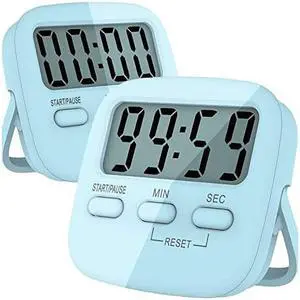 Kitchen Timer for Cooking, Digital Timer for Kids, Egg Timer, Magnetic Stopwatch Clock Timer for Classroom, Teacher, Study, Exercise, Oven, Baking, Desk - AAA Battery Included - 2 Pack