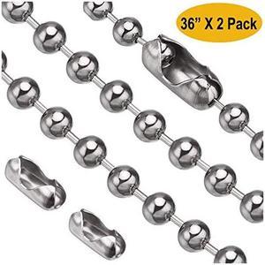 Chain, 2 Pieces 36" Stainless Steel Bead Chain, Great ing Force & Rustproof, 6 Size, 3.2mm ball chain with 4 free Matching Connectors - Silver (36 Inch- silver)