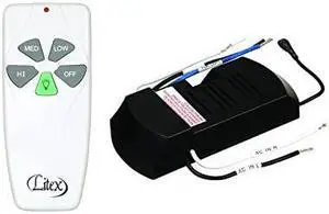 RCI-103 Universal Remote Control with Three Speeds and Full Range Dimmer White, 4.50x0.50x2.50