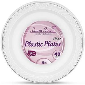 40 Count -6 Inch Plates]  Premium Heavy Weight Crystal Clear Disposable Plastic Dessert Size Plate, Great For Wedding, Event, Parties, Catering, Buffets, 1 Pack