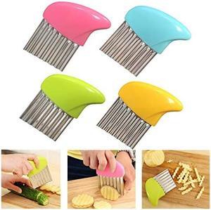 4 Pack Wavy Knife, Stainless Steel Crinkle Wavy Chopper, French Fries Cutter, for Vegetable Potato Cucumber Carrots