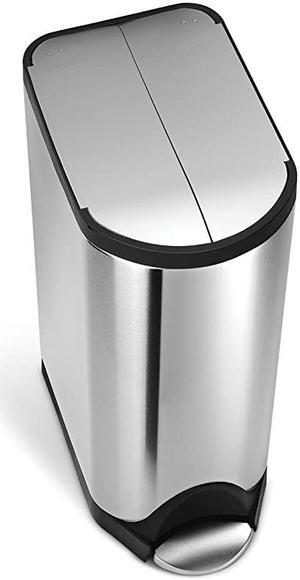 30 Liter / 8 Gallon Butterfly Lid Kitchen Step Trash Can, Brushed Stainless Steel