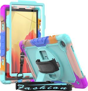 Tab A7 10.4 Case SM-T500/T505/T507 |  Samsung Tab A7 Case with Screen Protector Pen Holder | Full Body Shockproof Durable Protective Cover W/ Stand Hand Strap for Galaxy A7 2020 | Turquoise