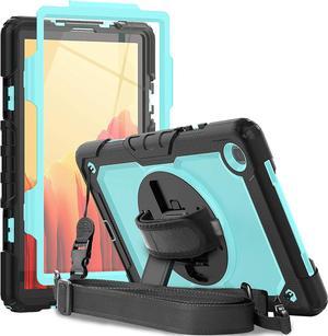 Galaxy Tab A7 Case SM-T500/T505/T507 for Kids |  Three Layer Armor Drop Protection Case with Screen Protector 360 Rotating Stand Hand Strap Shoulder Strap for Samsung Tab A7 10.4 inch | SkyBlue