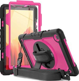 Galaxy Tab A7 10.4 Case 2020 with Screen Protector Pen Holder |  3 Layer Hard Rugged Shockproof Protective Cover W/Kickstand Hand Strap for Samsung Galaxy A7 SM-T505/SM-T500/SM-T507 | Rose