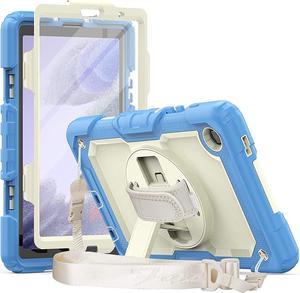 Case for Galaxy Tab A7 Lite 8.7 Inch with Screen Protector Pencil Holder | 3 Layers Heavy Duty Dropproof Protective Silicon Case W/Handle Shoulder Strap for Samsung Tab A7 Lite SM-T225/T220