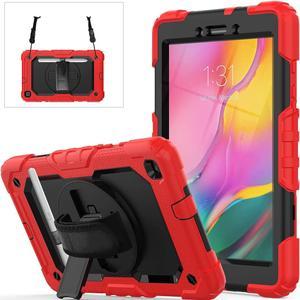 Case Compatible with Samsung Tab A SM-T290 8.0 Inch 2019 with Screen Proetector |  SM-T290/SM-T295 Full-Body Drop Proof Armor Protective Case with Stand Hand Strap Shoulder Strap for Kids