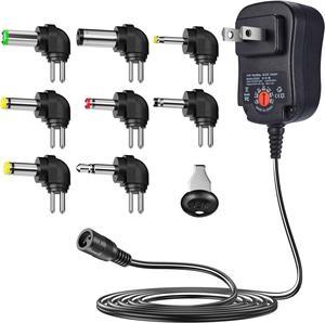 12W Universal Multi Voltage AC/DC Adapter Switching Power Supply with 8 Selectable Adapter Plugs Suitable for 3 V to 12 V Device