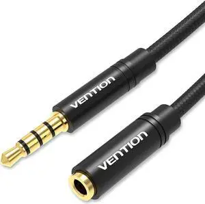 Headphone Extension Cable 3.5mm Aux Extender Cable 3 Ring 4 Pole Male to Female Stereo Audio Cable Gold Plated Compatible with Laptop Smartphones Headphones Tablets(1.6FT/0.5M)