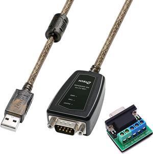 USB to RS485 Adapter RS422 Serial Port Cable with CP2102 Chip Terminal Board LED Lights Ferrite Core for Windows 11 10 8 7 XP Mac (5 Feet)