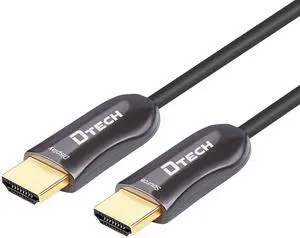 DTech 4K Fiber Optic HDMI Cable 50ft Long Thin Optical HDMI 2.0 Cable 4K60Hz 18Gbps High Speed Slim UHD Video Cord 50 Feet for Monitor Projector