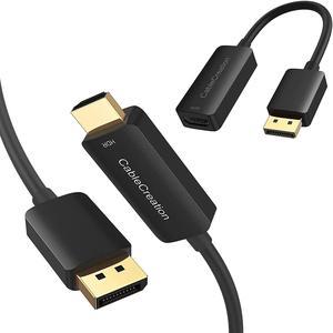 CableCreation Active DisplayPort Male to HDMI Male Cable 4K@60Hz HDR Bundle with Active DisplayPort Male to HDMI Female Adapter 4K HDR