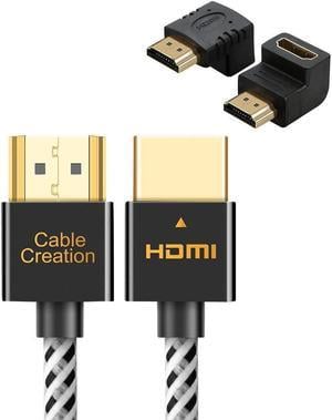 CableCreation 10ft HDMI Cable Bundle with Upward Angle HDMI Male to Female Adapter