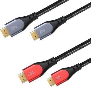 2 Pack HDMI Cable 4K@60Hz Red 3.3 ft+Gray 6.6ft, CableCreation HDMI 2.0 Cable, Support 3D, 2016P, 1080P, Ethernet Compatible with UHD TV, PS5/PS4, Xbox One, Blu-ray, PC, Projector and More