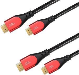 2 Pack HDMI Cable 4K@60Hz 3.3ft+6.6ft, CableCreation HDMI 2.0 Cable, Support 3D, 2016P, 1080P, Ethernet Compatible with UHD TV, PS5/PS4, Xbox One, Blu-ray, PC, Projector and More, Red
