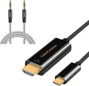 CableCreation 6FT USB C to HDMI Cable Bundle with 3.5mm Aux Cable