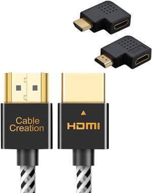 CableCreation 10ft HDMI Cable Bundle with Right Angle HDMI Male to Female Adapter