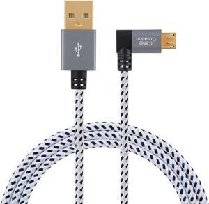 CableCreation 10 Feet Right Angle Micro USB 2.0 Braided Cable, 90 Degree Vertical Right USB 2.0 A Male to Micro USB Male with Aluminium Case,3 Meters,Space Gray