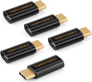 USB C to Micro USB Adapter[5-Pack], CableCreation USB Type C Adapter Micro USB to USB-C with 56K Resistor, Compatible Galaxy S9/S9+, Mate 10 Pro, MacBook, Moto Z etc. Black