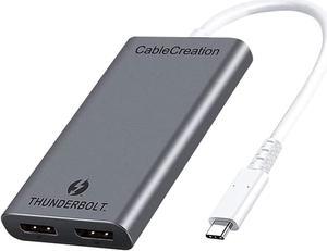 Thunderbolt 3 Hub to Dual DisplayPort Adapter, CableCreation Thunderbolt 3 to Dual DP Converter, Supports Up to Two 4K 60Hz Monitors on Mac and Some Windows Systems