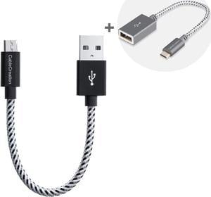 CableCreation Short Micro USB Cable Bundle with Micro USB 2.0 OTG Cable Braided On The Go Adapter