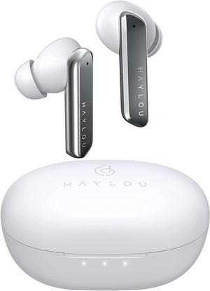 Haylou W1 Bluetooth 5.2 Wireless Earbuds in-Ear Headphones-AAC HD Stereo Sound with 4 Mic, AptX, ENC, Knowles Moving Iron Noise Cancelling, 26H Playtime, Waterproof Wireless Earphones, White