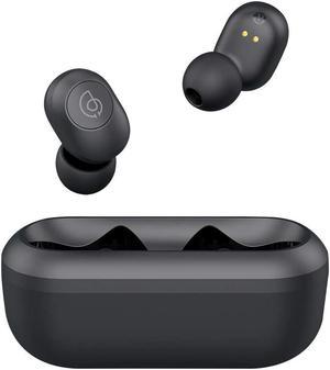 Wireless Earbuds, Haylou GT2 Bluetooth 5.0 Portable HD Stereo Ear Buds with 15 Hours Playtime/Hiden Charging Cable/3.7g (Single)/One-Step Connection/Hiden Charging Cable (Black)