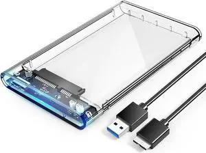 2.5 External Hard Drive Enclosure USB 3.0 to SATA III Tool-Free Clear Hard Disk Case for 2.5 inch 7mm 9.5mm SATA HDD SSD Max 6TB Support UASP(2139U3)