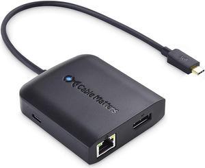 Cable Matters USB C Multiport Adapter (USB C Hub DisplayPort 1.4), 2X USB 2.0, 480Mbps Ethernet, and 100W Charging in Black - Thunderbolt 4 / USB4 / Thunderbolt 3 Port Compatible with MacBook Pro