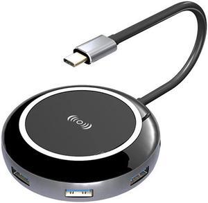 9 in 1 Qi Wireless Charger Hub USB-C USB 3.1 Type C to USB 3.0 HDMI RJ45 Card Reader PD Charging Adapter for iPhone Mac book