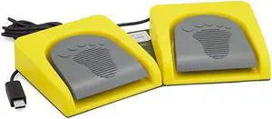 USB Double 2 Foot Switch Control Pedal Video Game Customized PC Keyboard Multimedia Key Free Drive HID for Push to Talk Yellow