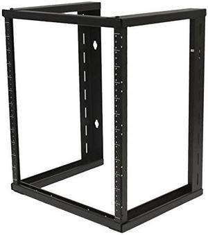 12U Wall Mount Open Frame 19 Inch Server Equipment Rack Threaded 16 inch Depth Black