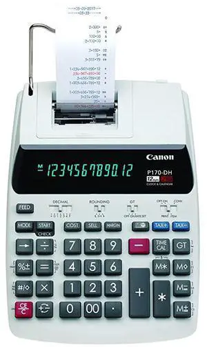 Office Products 2204C001  P170DH3 Desktop Printing Calculator with Currency Conversion Clock Calendar and Time Calculation BlackWhiteSilver 1460 Inch x 960 Inch x 300 Inch