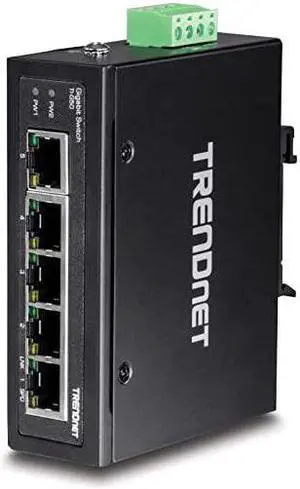 5Port Hardened Industrial Gigabit DINRail Switch TIG50 10 Gbps Switching Capacity IP30 Rated Gigabit Network Switch 40 to 167 ºf DINRail Wall Mounts Included Lifetime Protection