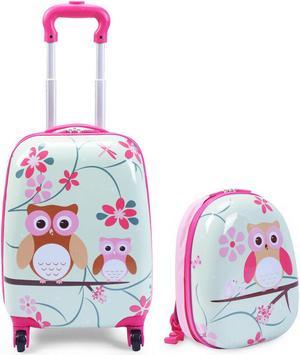 Costway 2Pcs 12'' 16'' Kids Luggage Set Suitcase Backpack School Travel Trolley ABS
