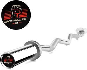 Costway 48''Chrome Steel Olympic EZ Curl Bar 28mm Grip Home Gym Fitness Equipment Silver