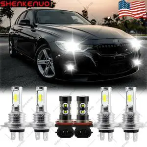 For  328i 2007-2016 6PC Bulbs LED Headlights Hi/Low Beams + Fog Lights 6000K