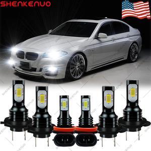 For  528i 535i 550i 2008 2009 2010 6x LED Headlight High Low Fog Light Bulbs