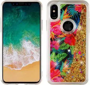 For iPhone X/XS 10 Multi-Color Electric Hibiscus Hard Hybrid Case Cover