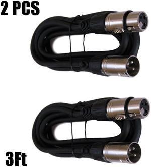 2x 3FT XLR Pro 3Pin Male to Female Mic Microphone Audio Shielded Extension Cable
