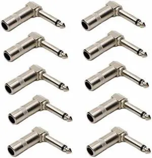 10x 1/4" Mono TS Right Angle Cord Audio Connector Phone Plug 6.35mm Cable Jack