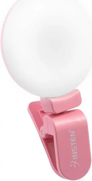 2 In LED Selfie Ring Light Circle Disc Clips for Cell Phone Laptop Camera, Pink