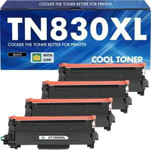 TN830 TN830XL 830XL Toner for Brother Printer Replacement for Brother TN830 XL/V/R TN 830 XL TN-830XL Cartridge HL-L2460DW DCP-L2640DW MFC-L2820DW HL-L2405W HL-L2400D Printer High Yield 4 Pack Black