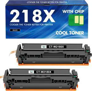 218X W2180X 218A Black Toner Cartridges 2 Pack Compatible Replacement for HP 218X 218A Color Pro MFP 3301fdw 3301cdw 3301sdw 3201dw Printer Ink Set W2180X W2180A Black High Yield